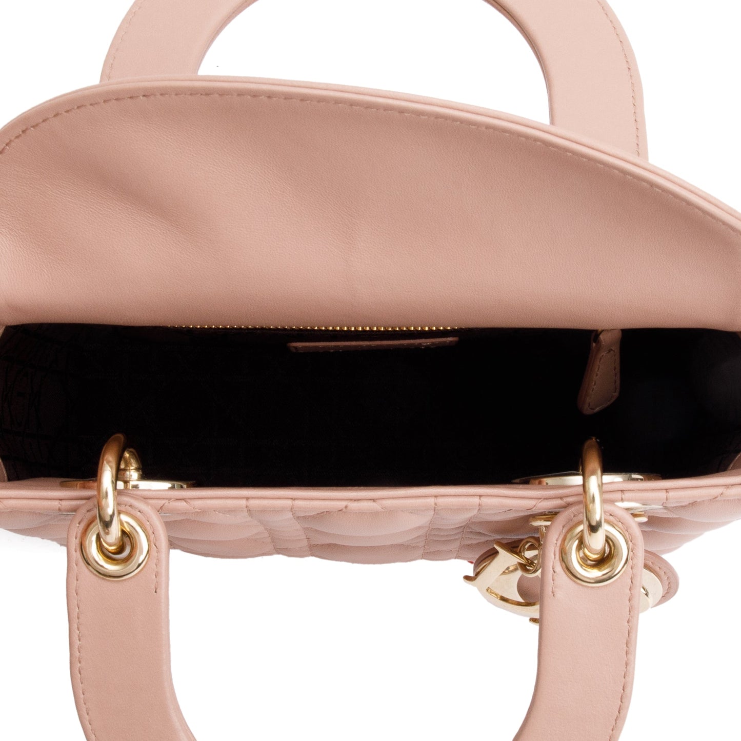 Christian Dior Beige Cannage Lambskin Leather Small Lady Dior My Abcdior Bag