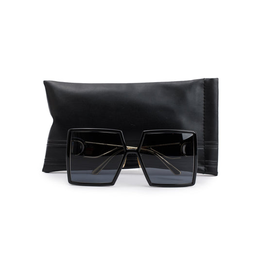Christian Dior Black Acetate 30montaigne SU Oversized Square Sunglasses