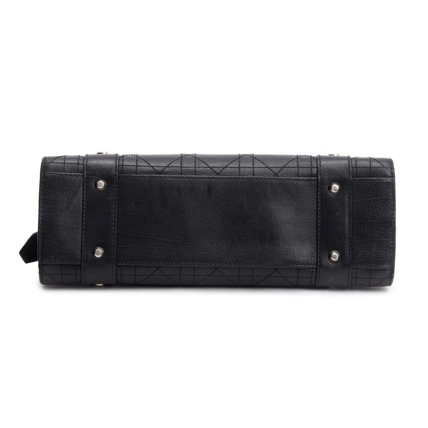 Christian Dior Black Calfskin Cannage Leather Small East West Lady Dior Bag