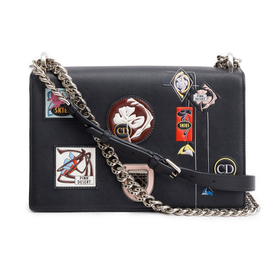 Christian Dior Black Calfskin Leather Paradise Diorama Flap Bag