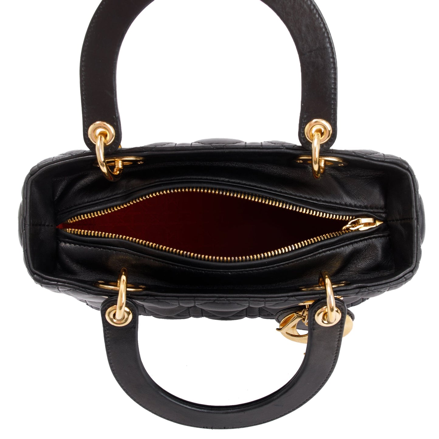 Christian Dior Black Cannage Lambskin Leather Medium Lady Dior Bag