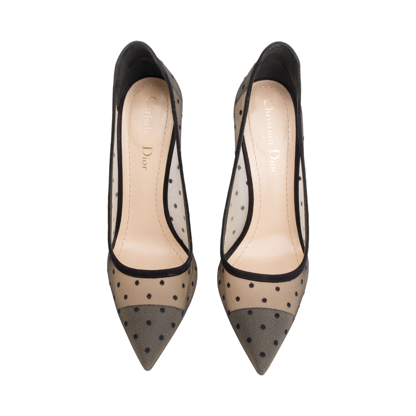 Christian Dior Black Mesh Polka Dot D-Moi Pumps, Size 37.5