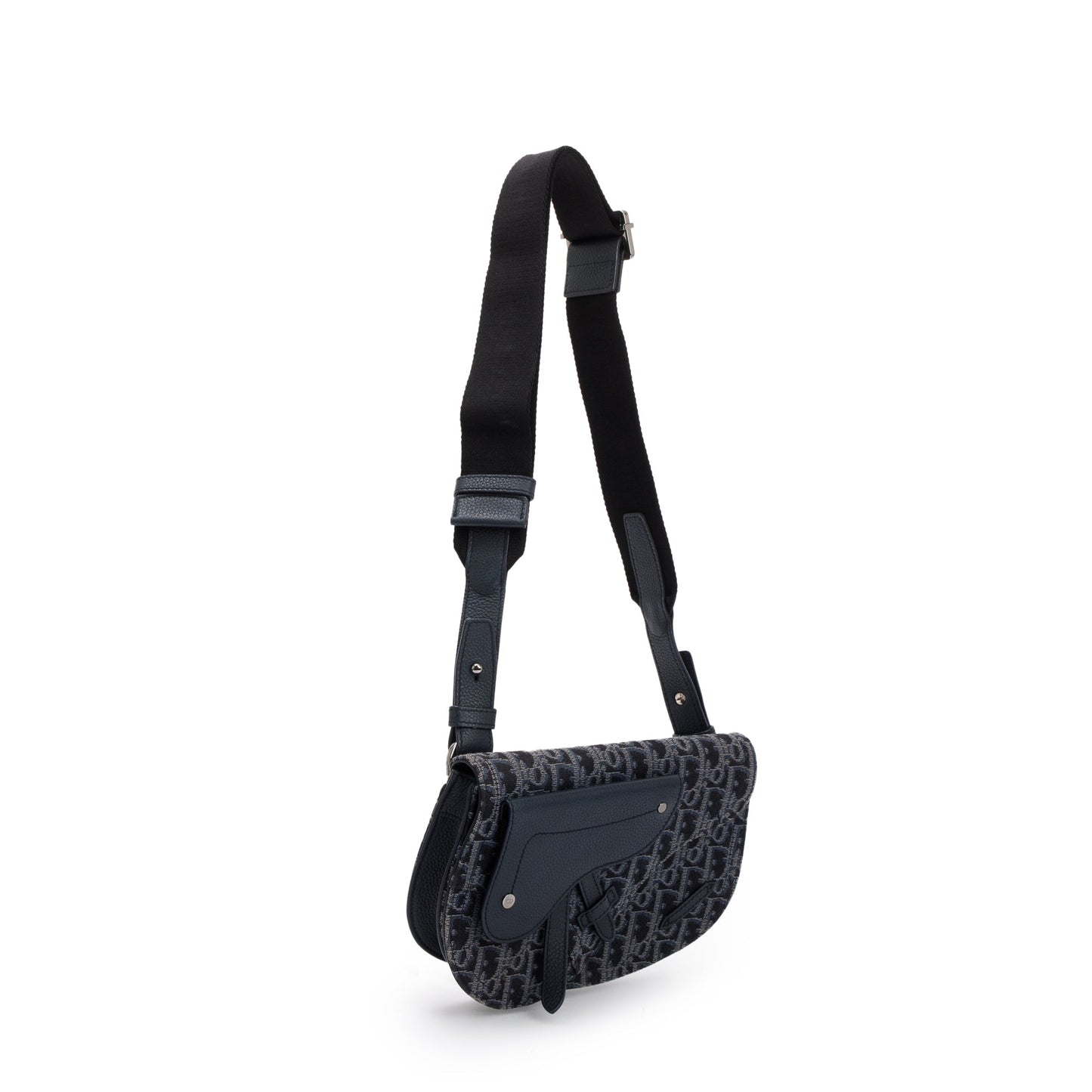 Christian Dior Black Oblique Jacquard Saddle Pouch
