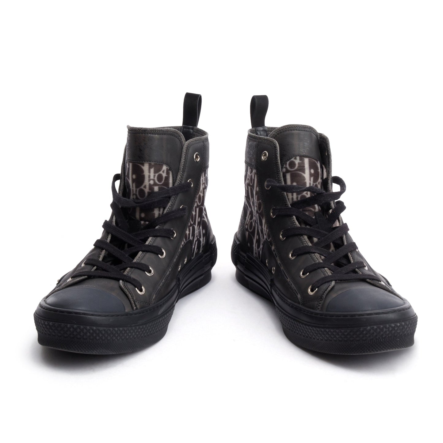 Christian Dior Black Oblique Transparent Canvas B23 High-Top Sneakers, Size 45