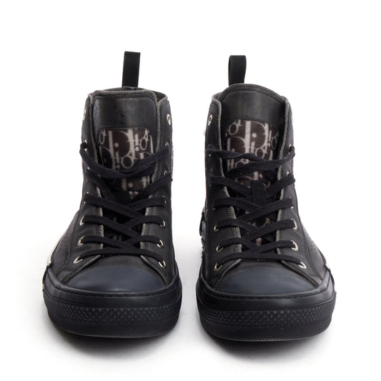 Christian Dior Black Oblique Transparent Canvas B23 High-Top Sneakers, Size 45