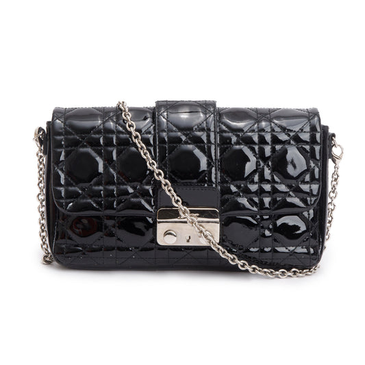 Christian Dior Black Patent Cannage Miss Dior Promenade Pouch