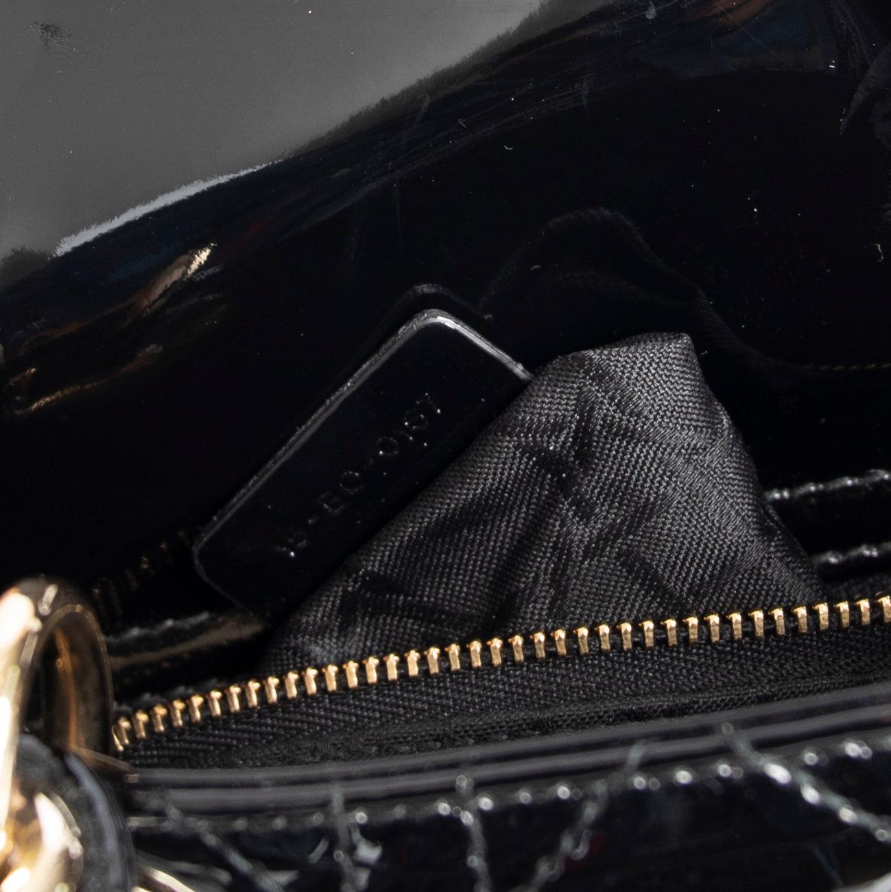 Christian Dior Black Patent Mini Lady Dior Bag