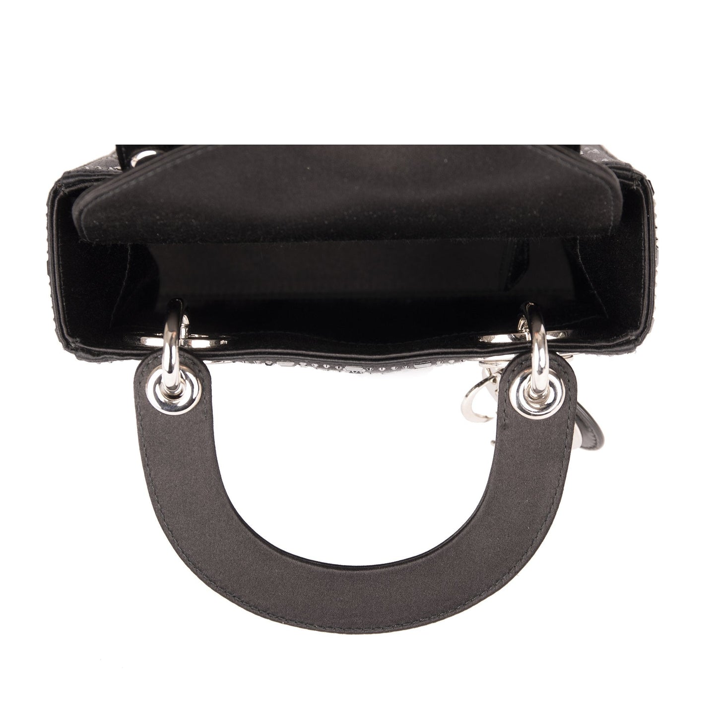 Christian Dior Black Strass Cannage Satin Mini Lady Dior Bag