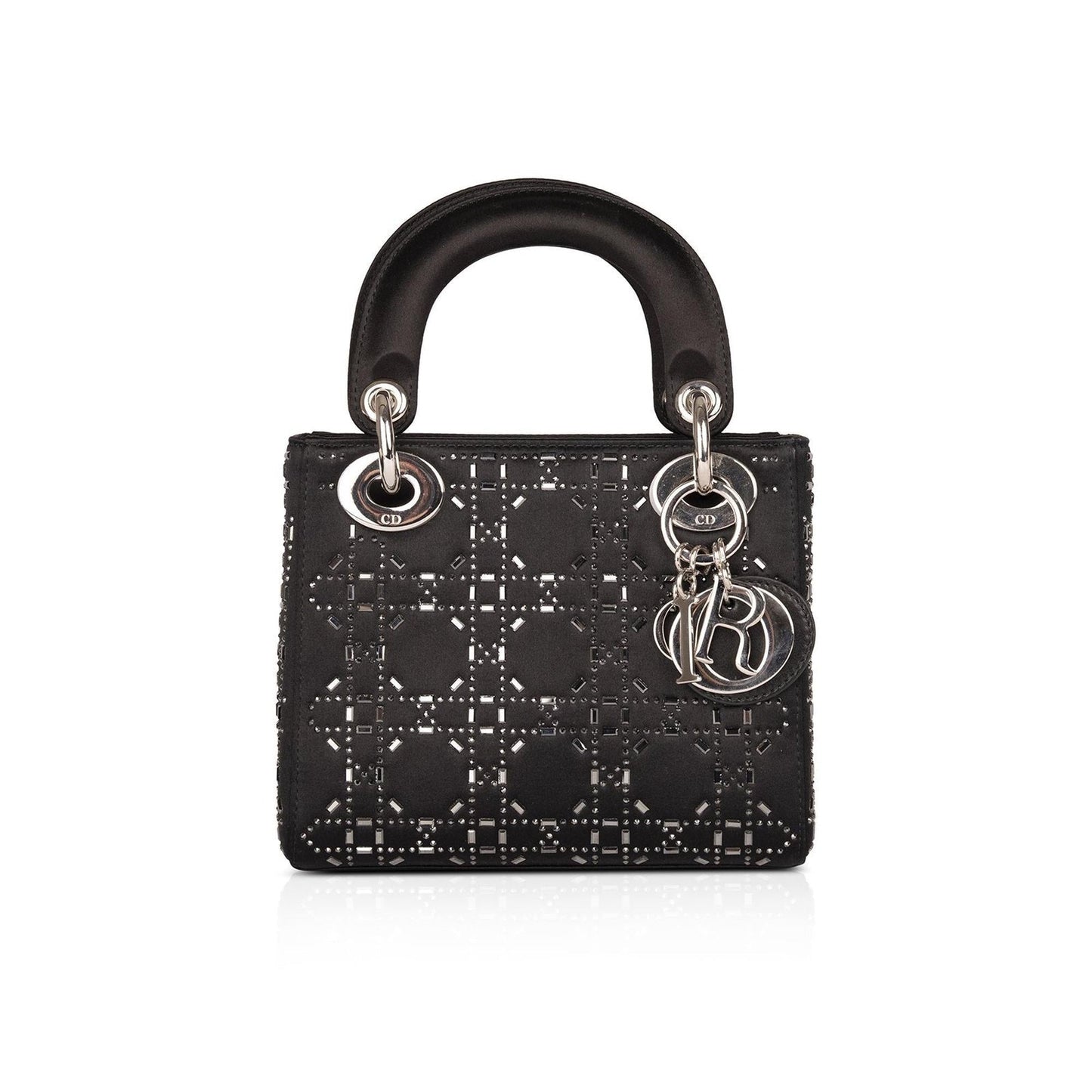 Christian Dior Black Strass Cannage Satin Mini Lady Dior Bag