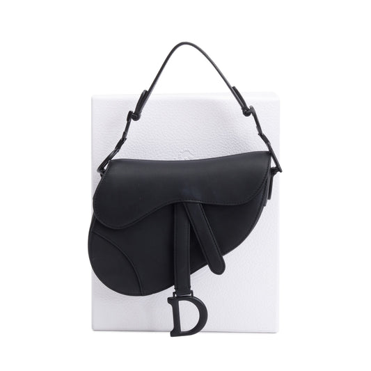 Christian Dior Black Ultramatte Calfskin Leather Mini Saddle Bag