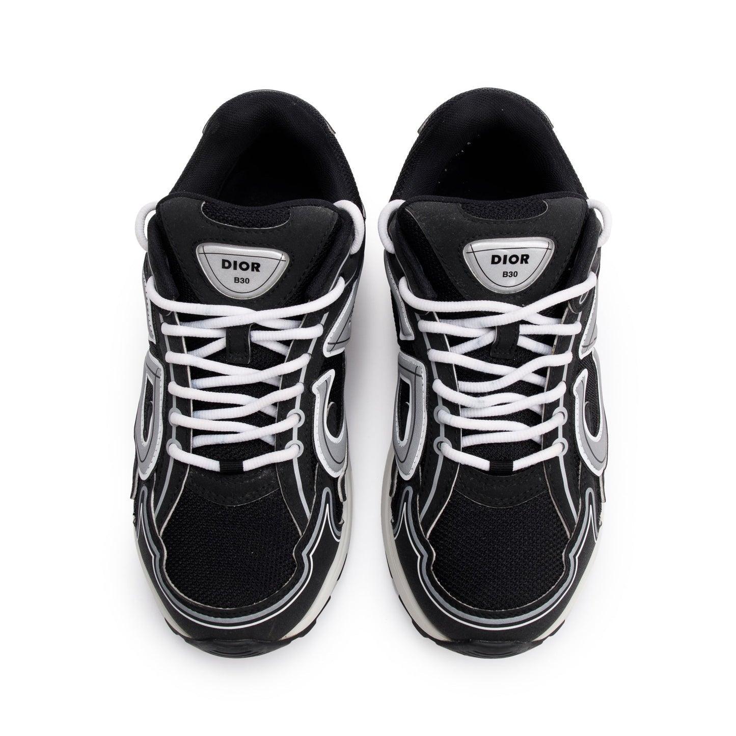 Christian Dior Black/Grey Mesh Technical Fabric B30 Sneakers, Size 41