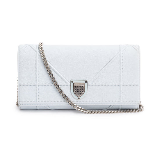 Christian Dior Blue Calfskin Leather Diorama Wallet on Chain