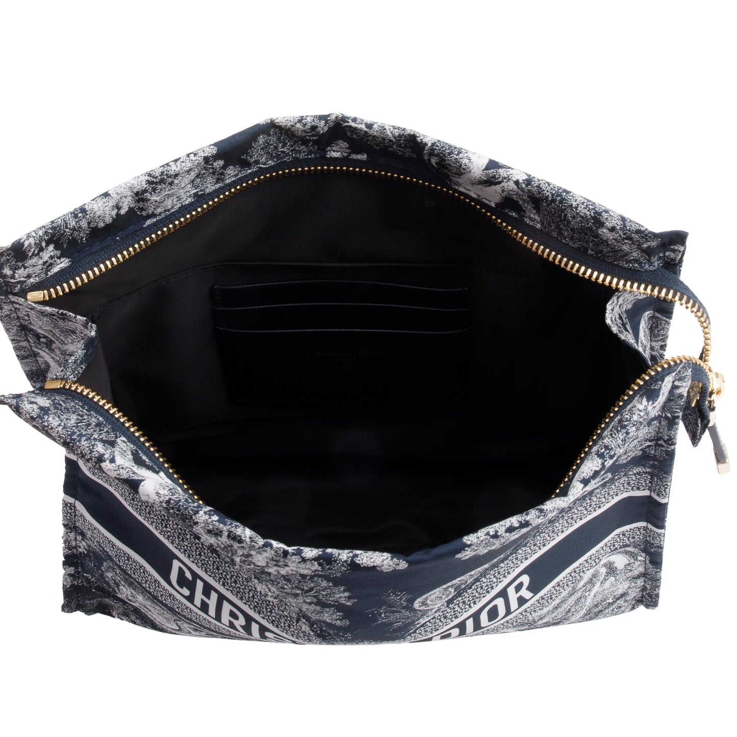 Christian Dior Blue Toile De Jouy Reverse Technical Fabric DiorTravel Zipped Pouch