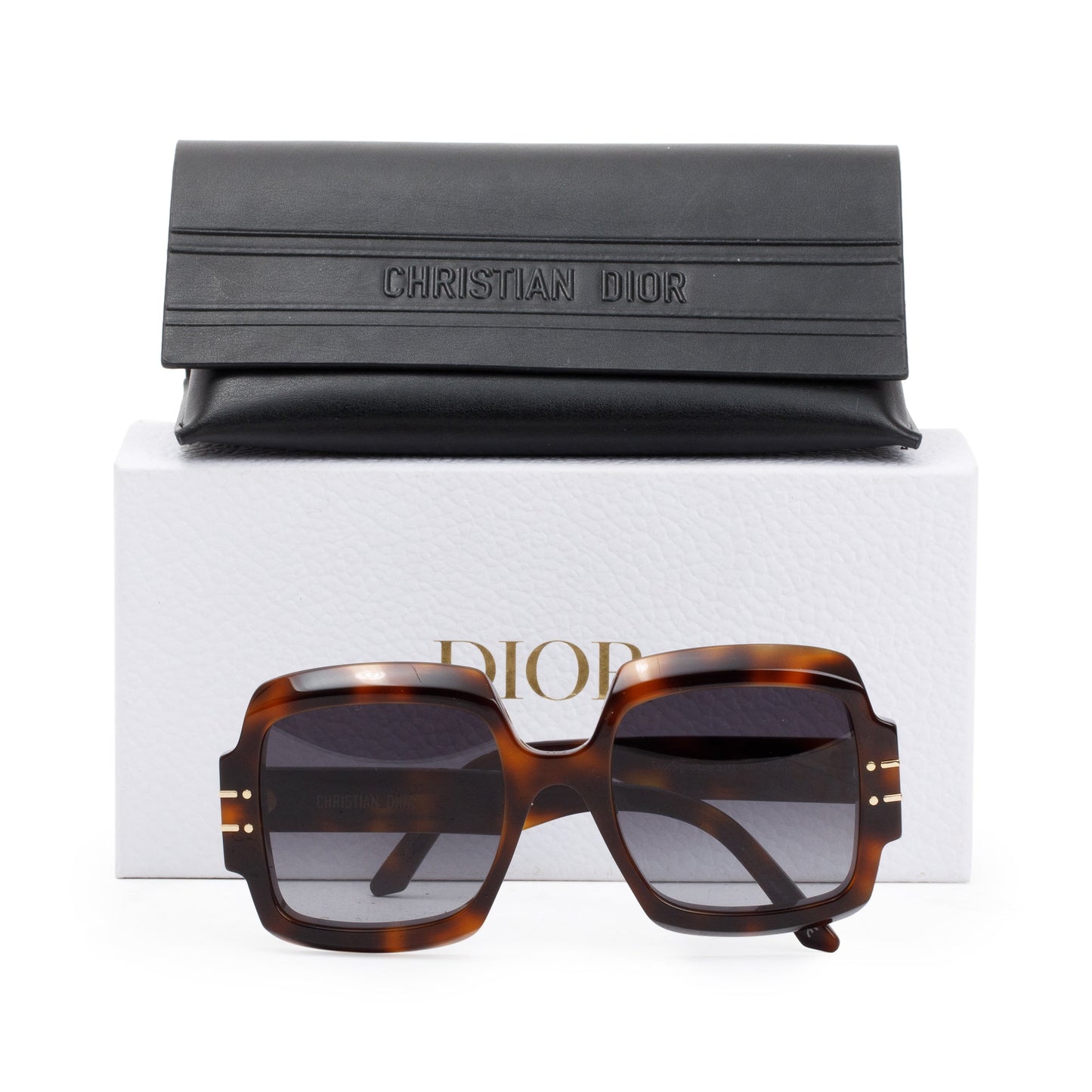 Christian Dior Brown Tortoise Acetate DiorSignature S1U Oversized Sunglasses