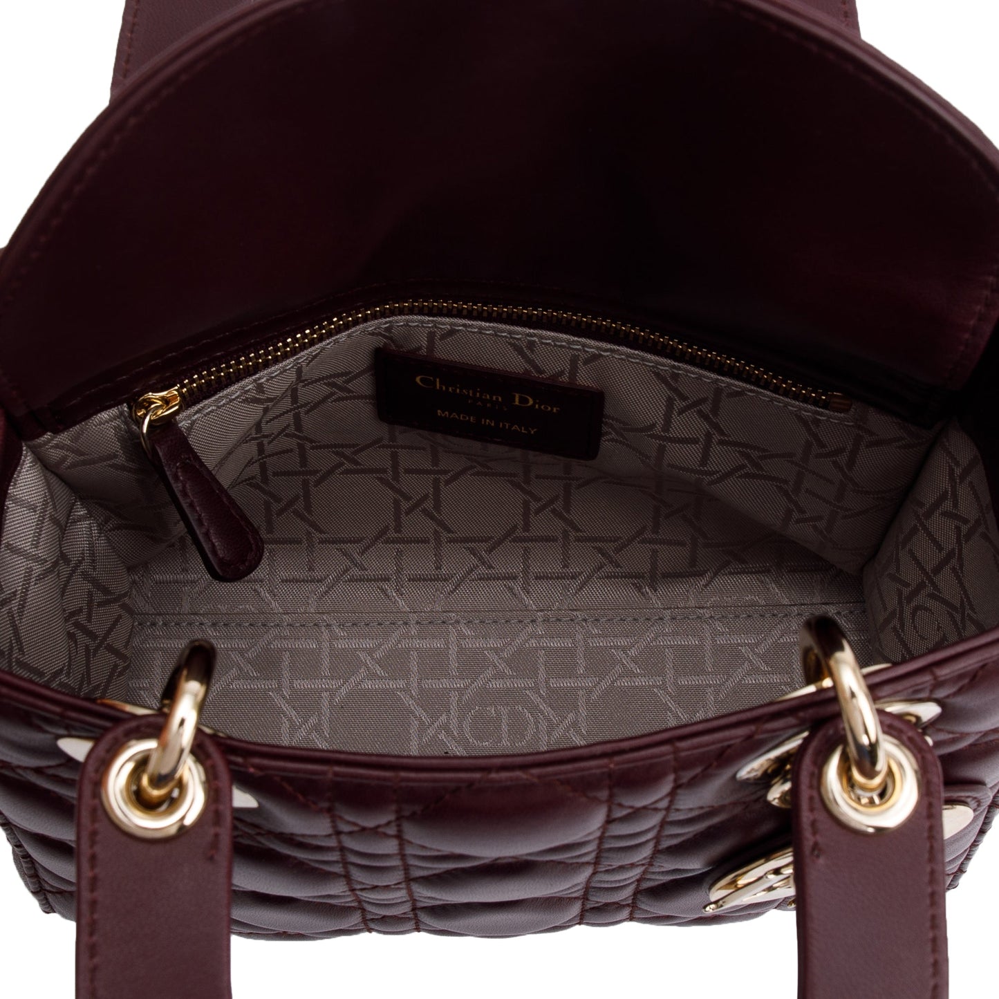 Christian Dior Burgundy Cannage Leather Small Lady Dior Bag