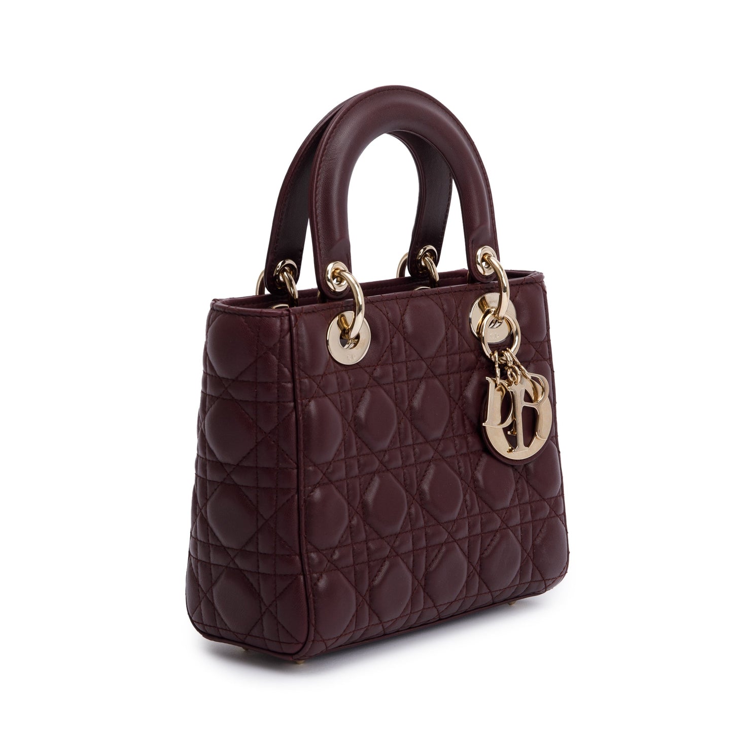 Christian Dior Burgundy Cannage Leather Small Lady Dior Bag