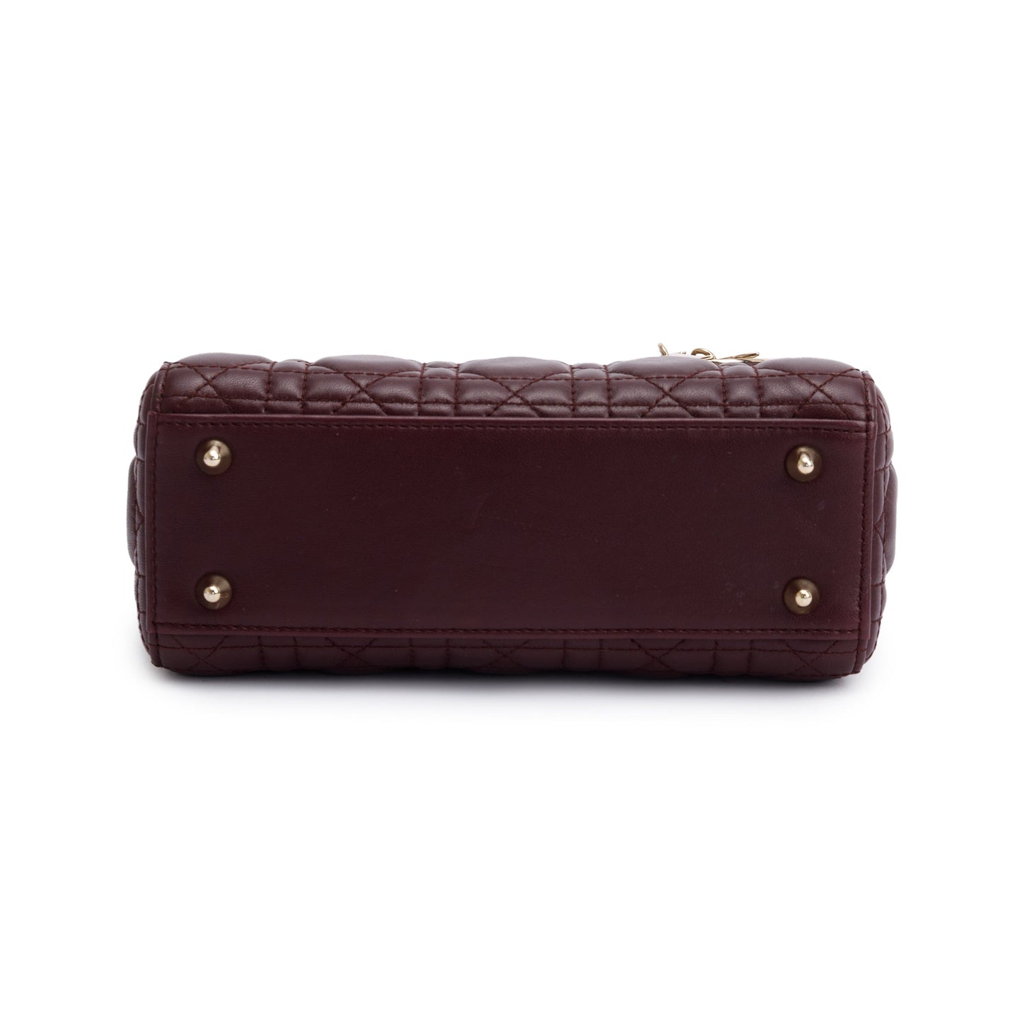 Christian Dior Burgundy Cannage Leather Small Lady Dior Bag
