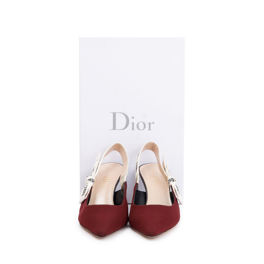 Christian Dior Burgundy Technical Fabric J'Dior Slingback Pump, Size 38