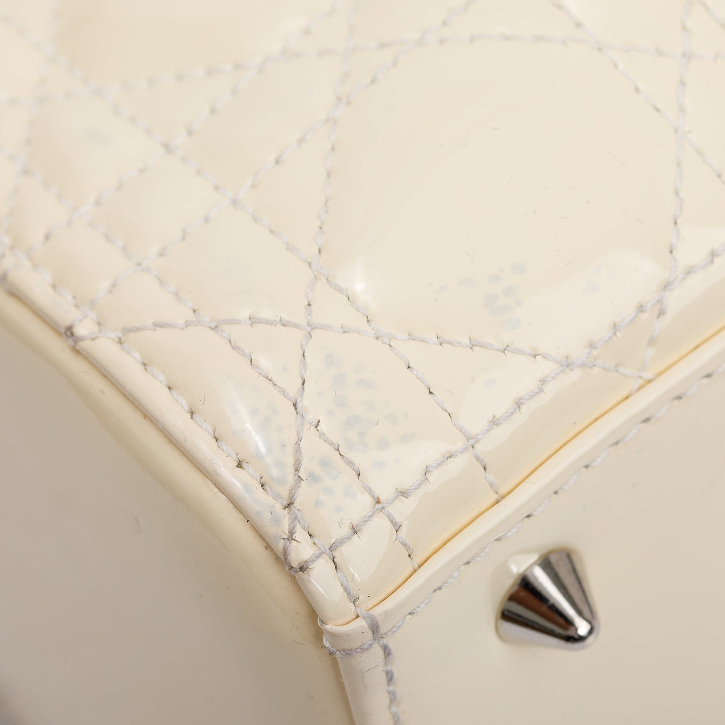 Christian Dior Creme Patent Leather Medium Lady Dior Bag