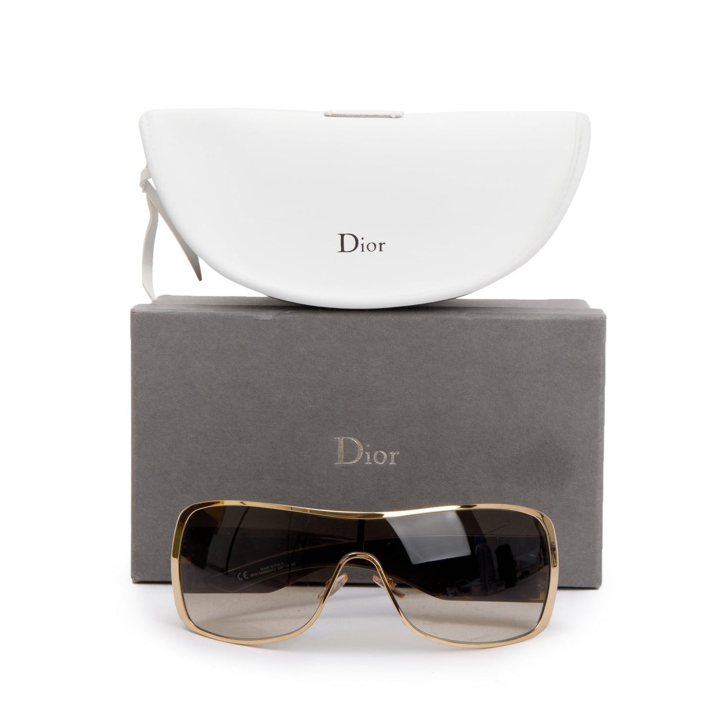 Christian Dior Gold Tone Metal Brown Acetate Indinight2 Shield Sunglasses