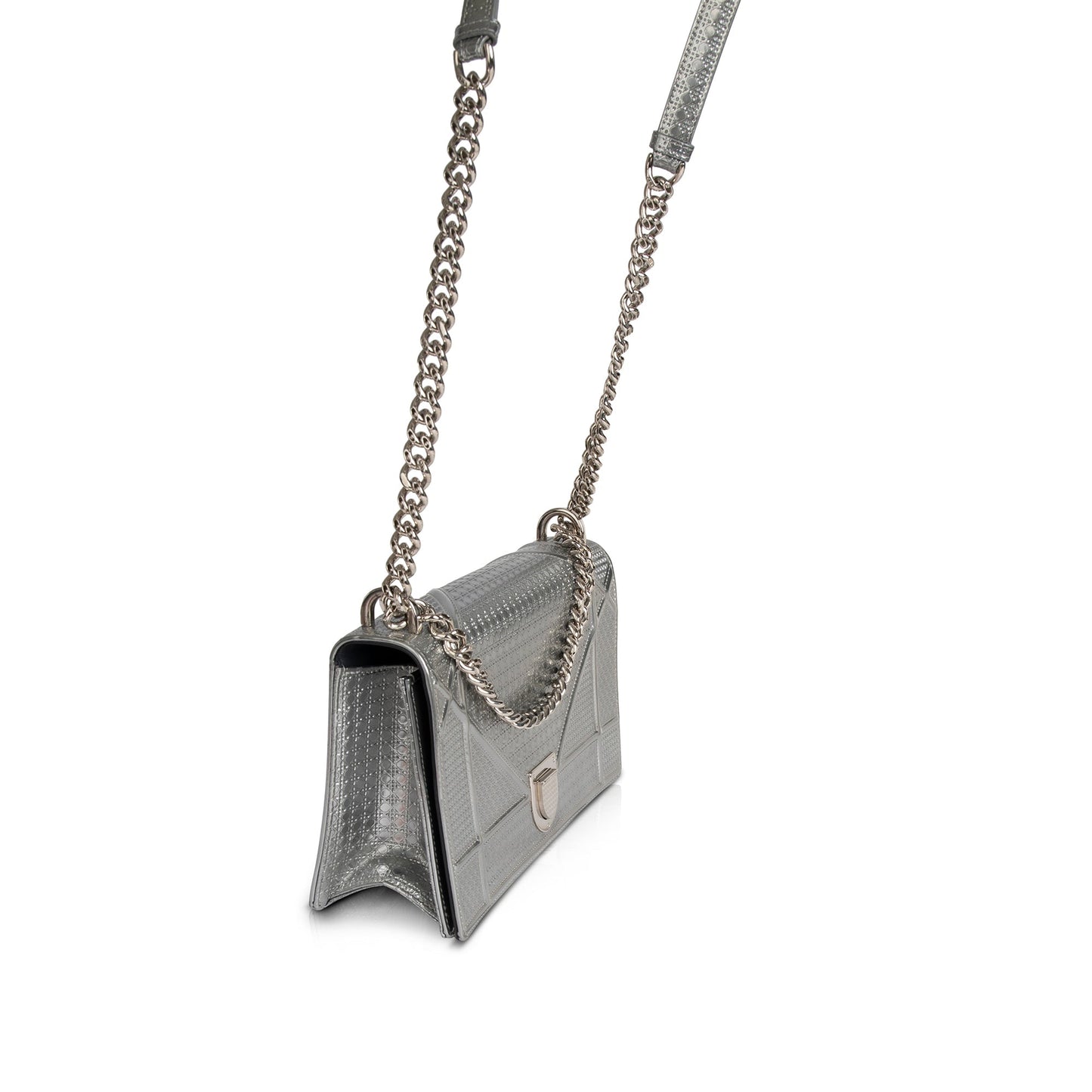 Christian Dior Large Metallic Microcannage Diorama Shoulder Bag