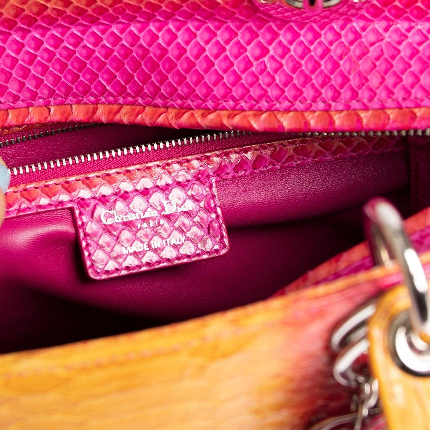 Christian Dior Large Ombre Python Lady Dior Bag