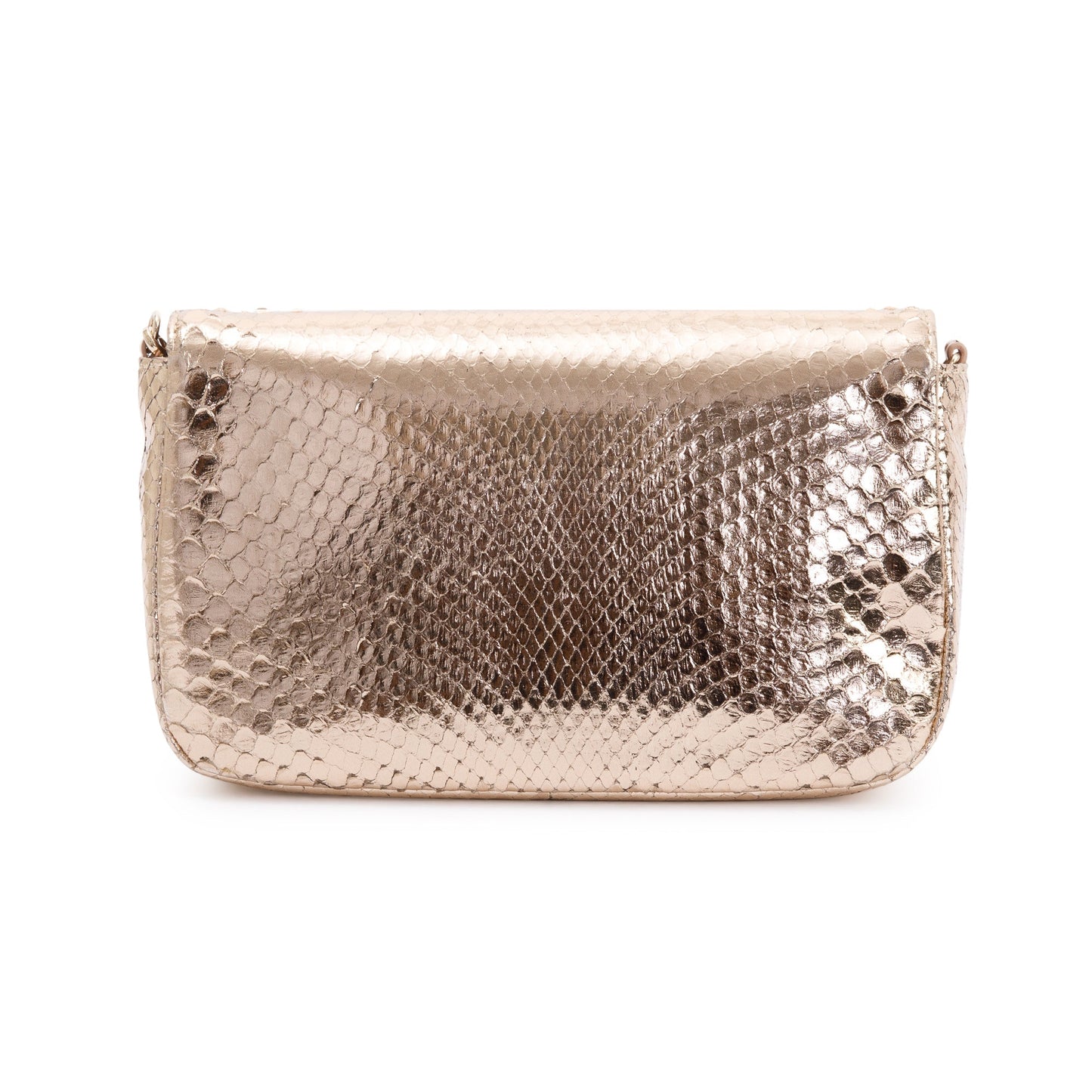 Christian Dior Metallic Gold Python Miss Dior Promenade Wallet on Chain