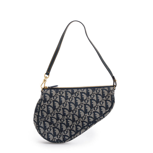 Christian Dior Navy Diorissimo Saddle Pochette