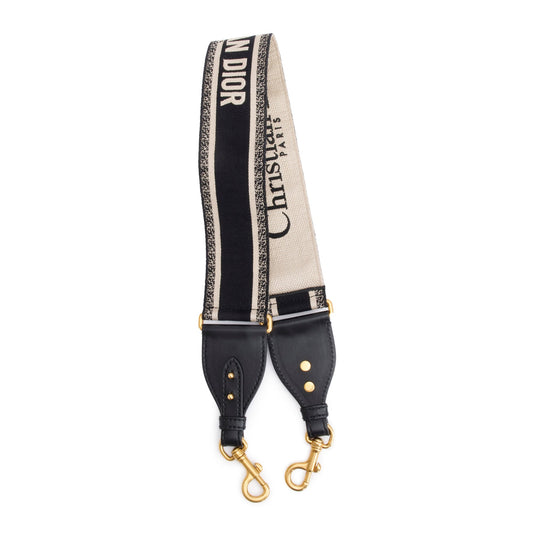 Christian Dior Navy/Beige Embroidered Woven Shoulder Strap