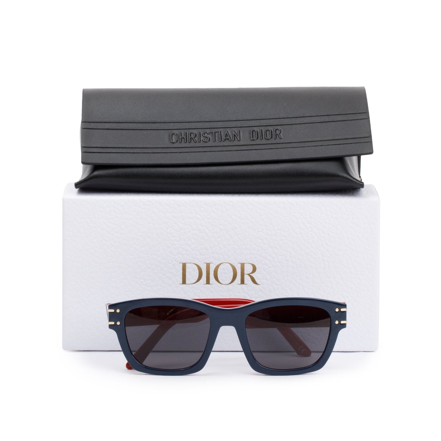 Christian Dior Navy/Red Acetate DiorSignature S3U Square Sunglasses