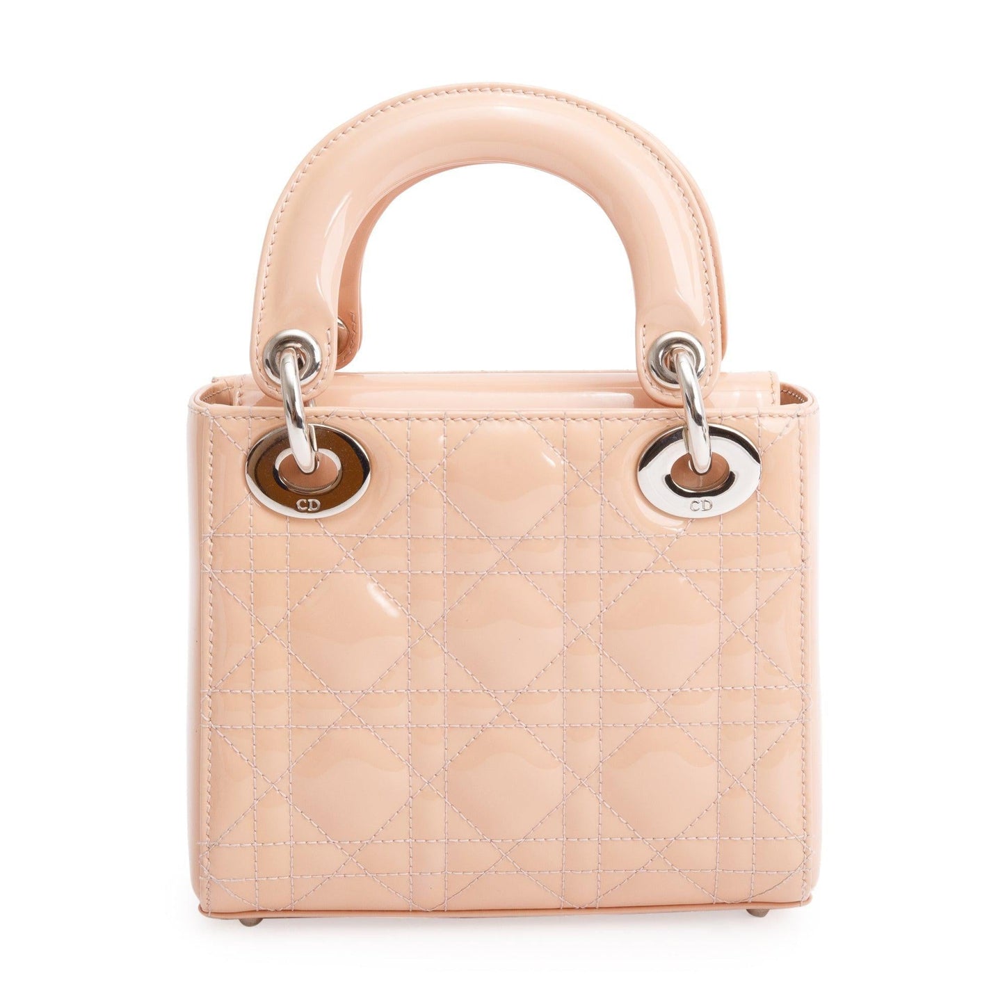 Christian Dior Neutral Cannage Patent Leather Mini Lady Dior Bag