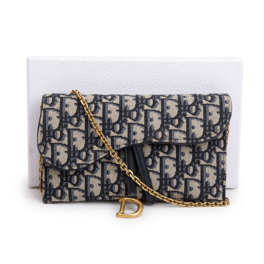Christian Dior Oblique Long Saddle Wallet on Chain