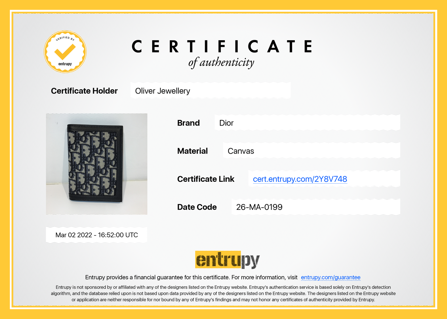 Christian Dior Oblique Passport Holder