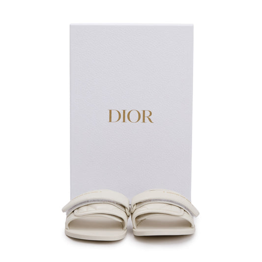 Christian Dior Off White Cannage Quilted Leather Dio(r)evolution Slide, Size 35