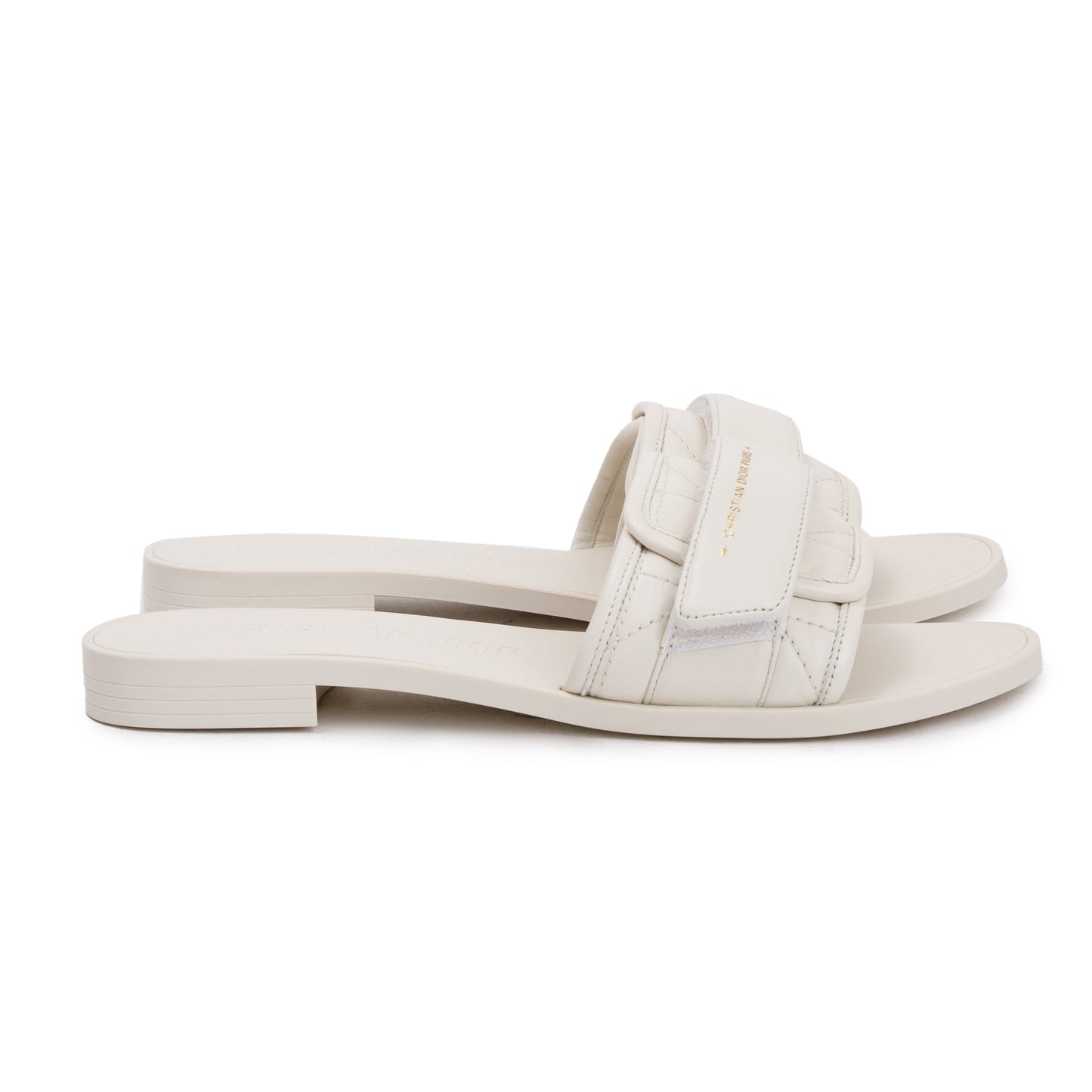 Christian Dior Off White Cannage Quilted Leather Dio(r)evolution Slide, Size 35