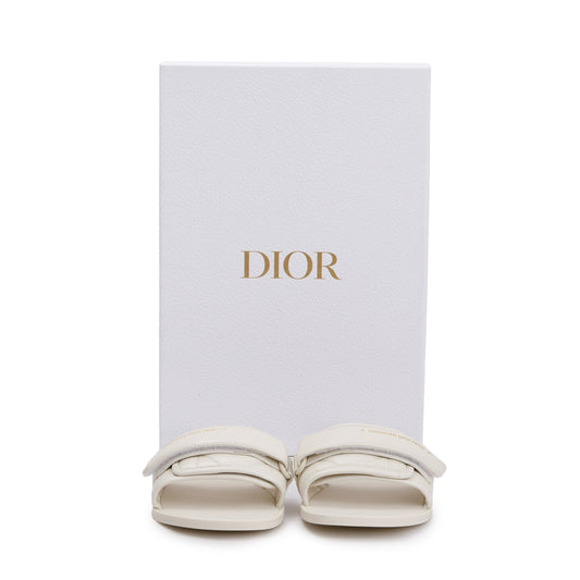 Christian Dior Off White Cannage Quilted Leather Dio(r)evolution Slide, Size 36