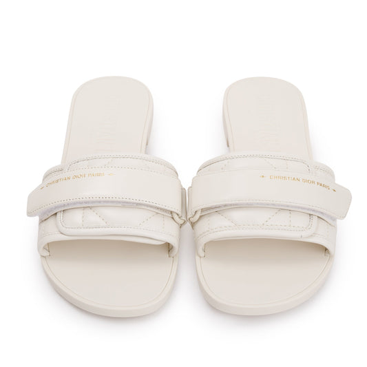 Christian Dior Off White Cannage Quilted Leather Dio(r)evolution Slide, Size 36