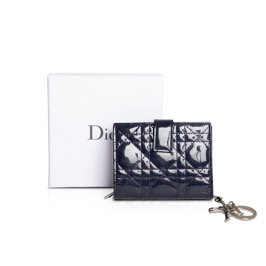 Christian Dior Patent Cannage Mini Lady Dior Wallet