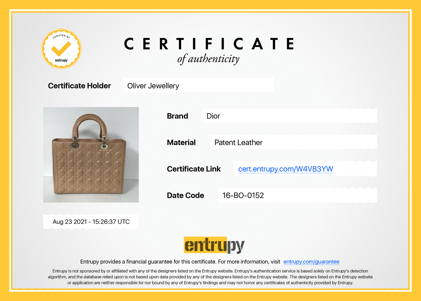 Christian Dior Patent Large Lady Dior Bag