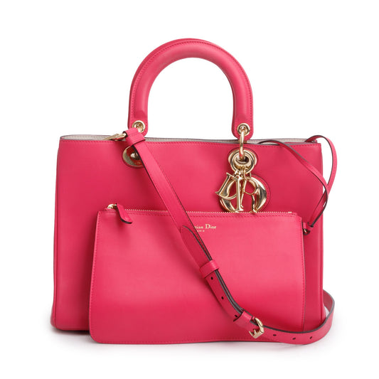 Christian Dior Pink Calfskin Leather Medium Diorissimo Tote