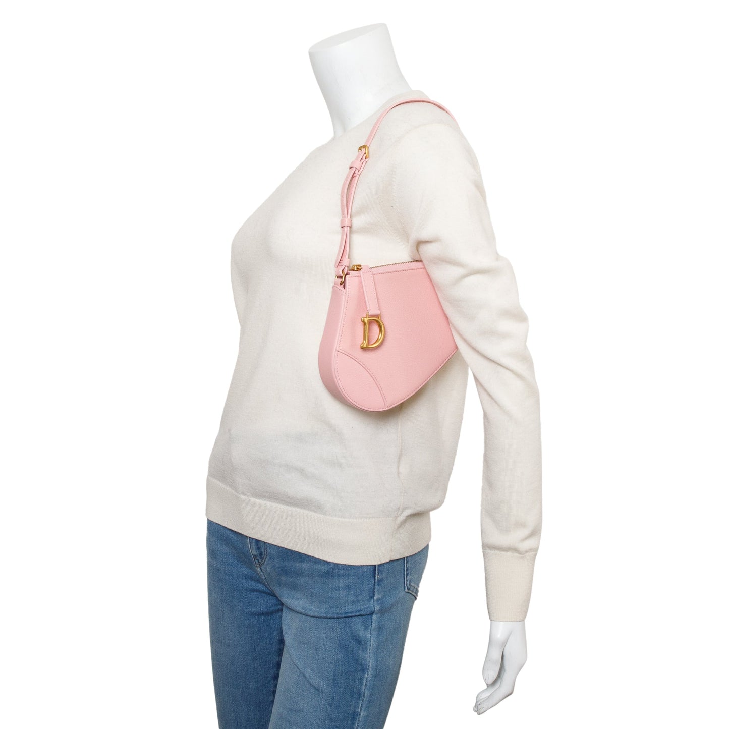 Christian Dior Pink Calfskin Leather Saddle Rodeo Pouch