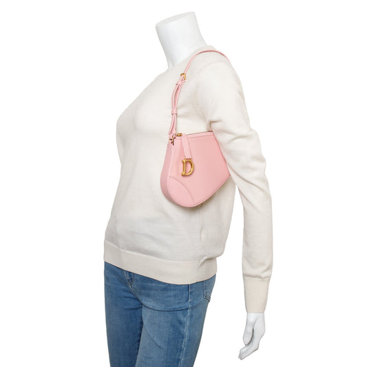 Christian Dior Pink Calfskin Leather Saddle Rodeo Pouch