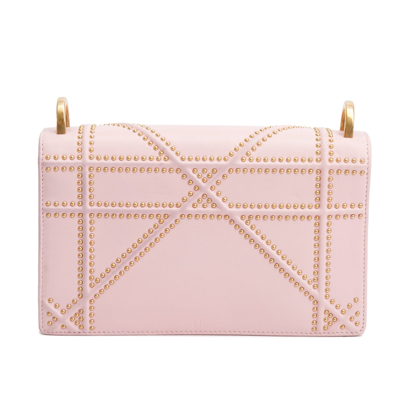Christian Dior Pink Calfskin Leather Small Studded Diorama Flap Bag