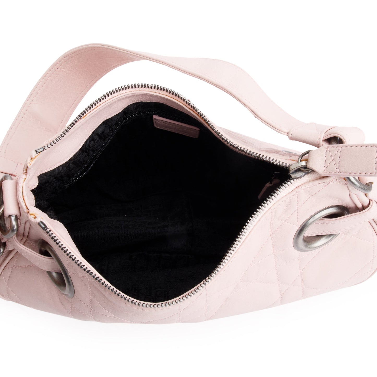 Christian Dior Pink Cannage Lambskin Leather Small D Charm Hobo
