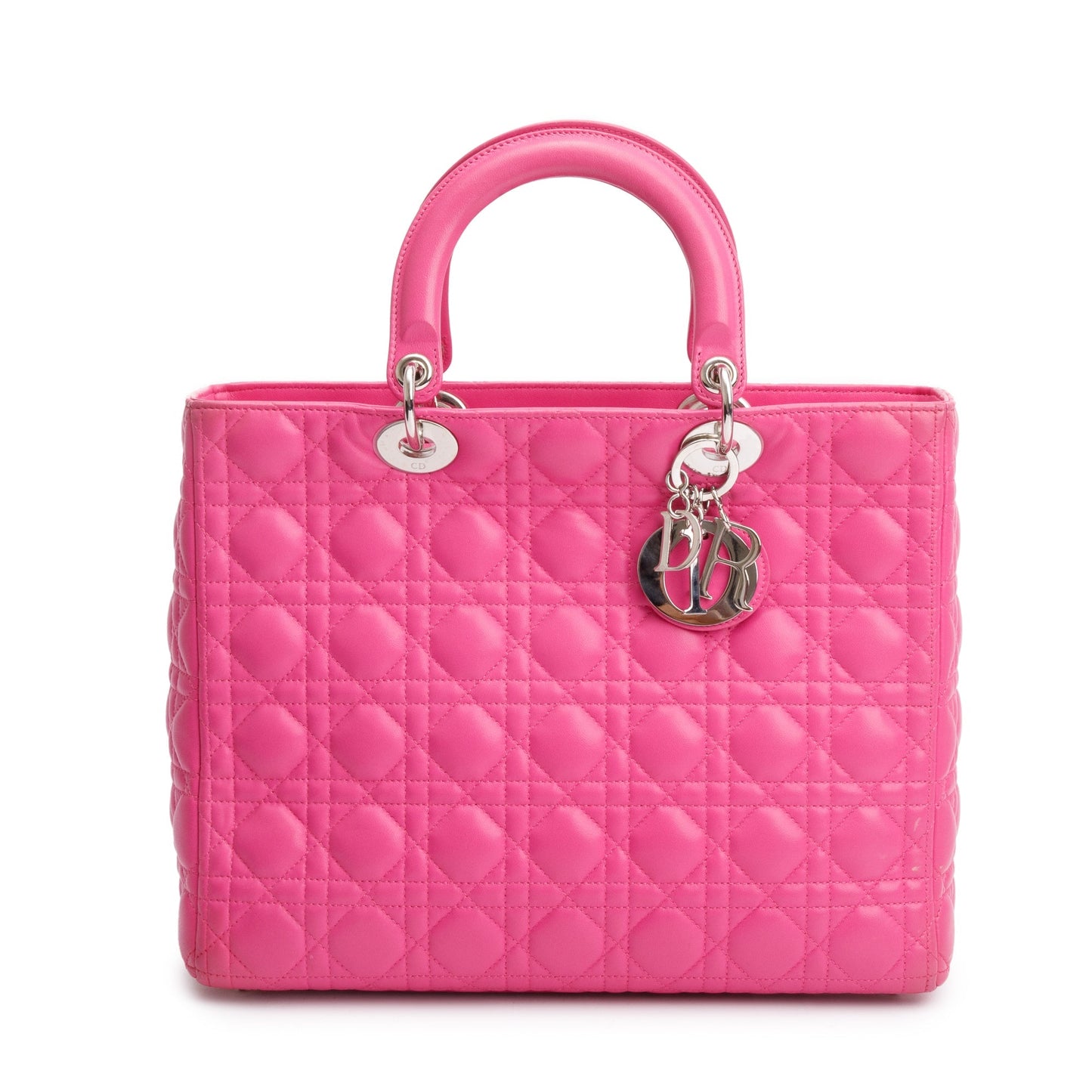 Christian Dior Pink Cannage Leather Large Lady Dior Bag