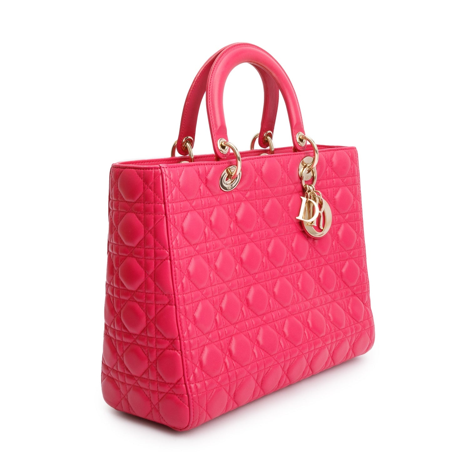 Christian Dior Pink Cannage Leather Large Lady Dior Bag