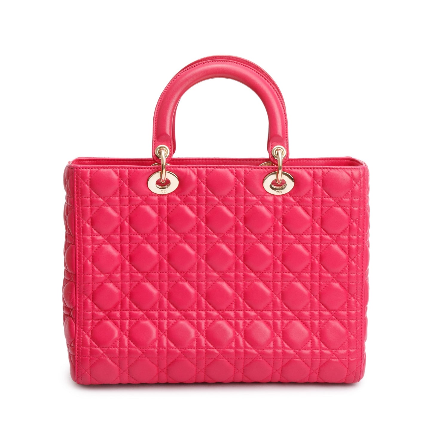 Christian Dior Pink Cannage Leather Large Lady Dior Bag