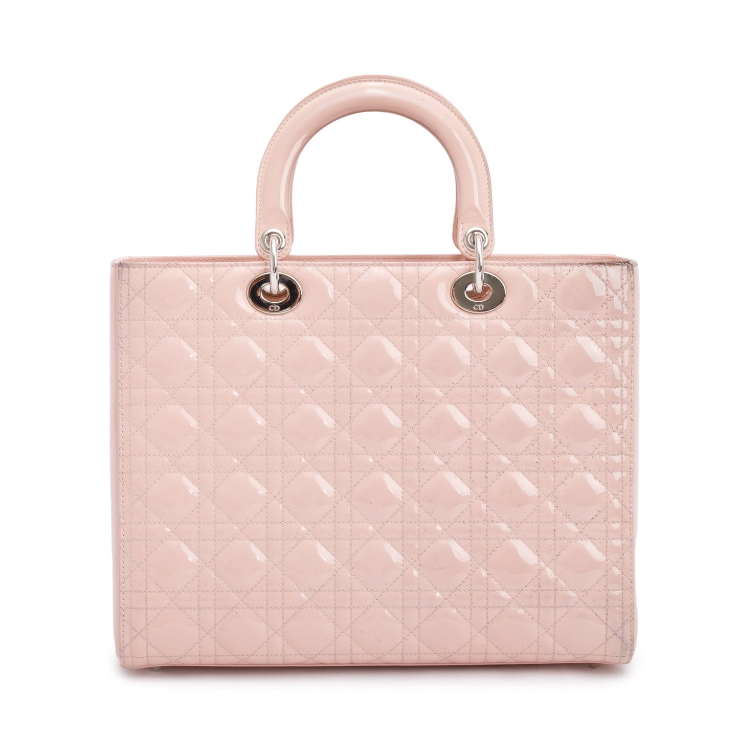 Christian Dior Pink Cannage Patent Leather Large Lady Dior Bag