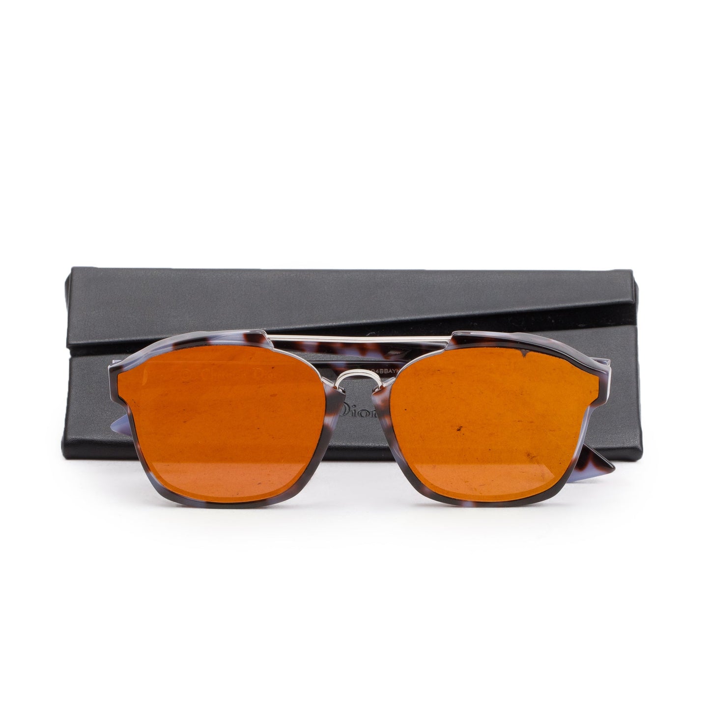 Christian Dior Purple Spotted Havana Acetate Abstract Mirrored Square Sunglasses