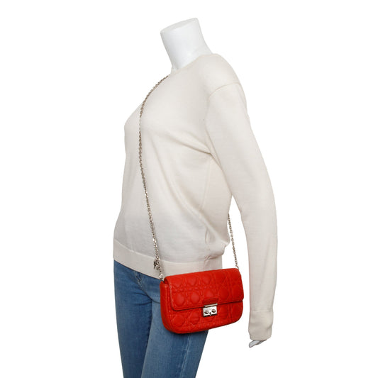 Christian Dior Red Cannage Leather Miss Dior Promenade Chain Bag